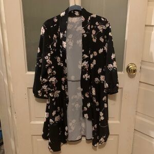 Floral Black Kimono Cardigan